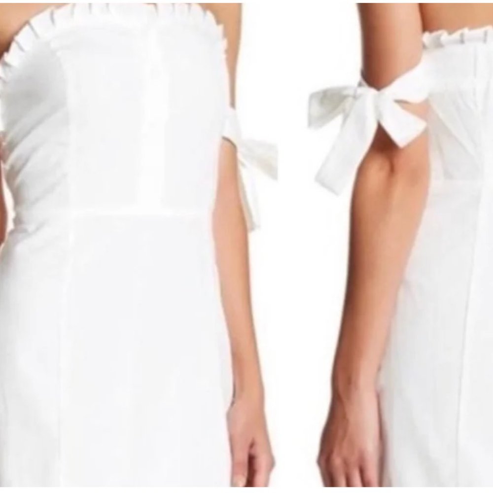 English Factory White Strapless Bow Sleeve Tie Mini Dress Size - XS
